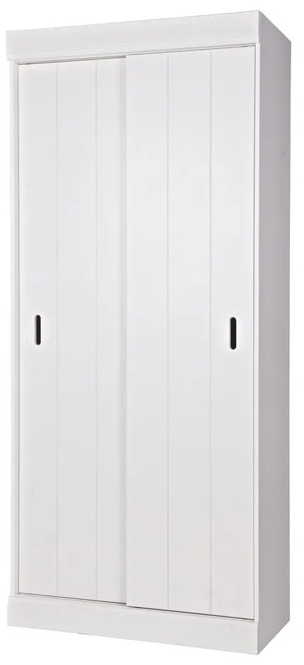 Гардероб от бял бор с плъзгащи се врати 85x195 cm Row - WOOOD