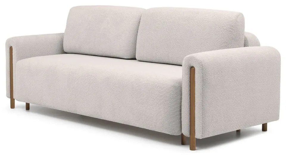 Бежов разтегателен диван с място за съхранение от букле 244 cm Arcadova – ELTAP