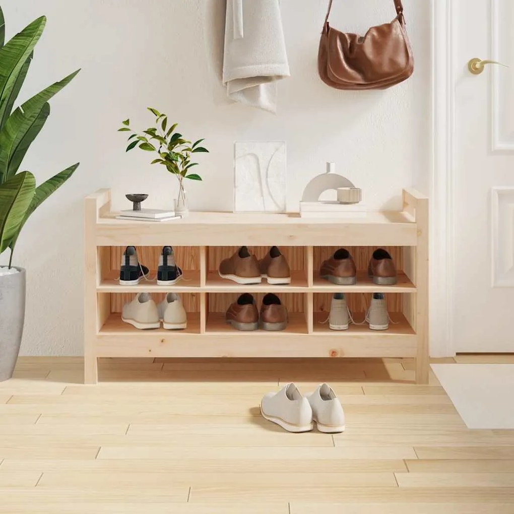 821789 vidaXL Пейка за антре, 110x40x60 см, борово дърво масив