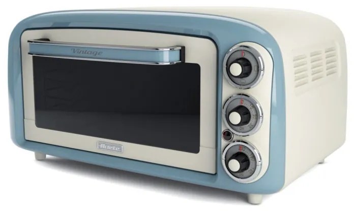 Електрическа фурна Ariete VINTAGE 0979/05, 1380 W, 18 л, 3 режима, До 230C, Двойно термо стъкло, Таймер 60 мин, Бял/Светлосин