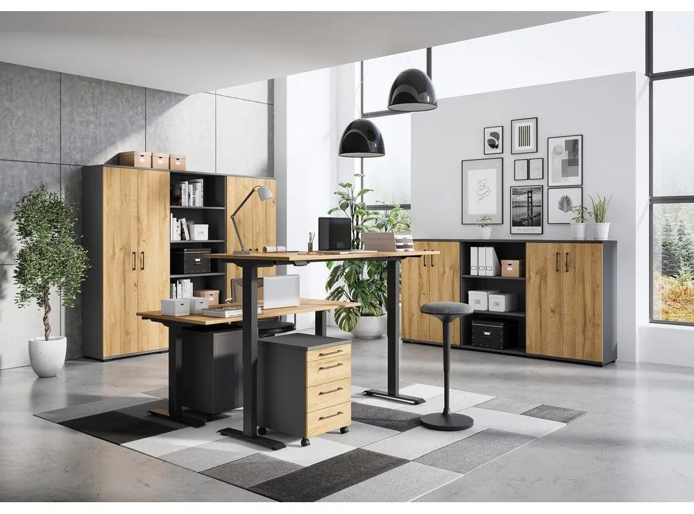 Работна маса с електрическо регулиране на височината с дъбов плот 80x180 cm Agenda – Germania