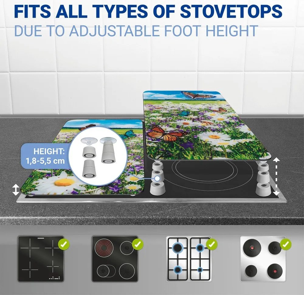 Капаци за печка 2 бр. от закалено стъкло 52x30 cm Summer Meadow – Maximex