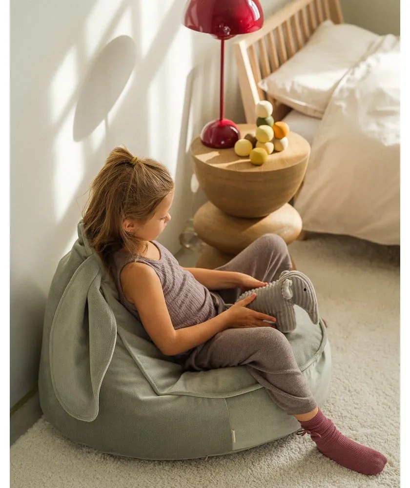 Кадифен детски пуф в цвят мента Bunny – Wigiwama