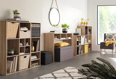 Рафт 5five Mix'n Modul, 3 отделения, MDF, 35x32x101 cm - Сив