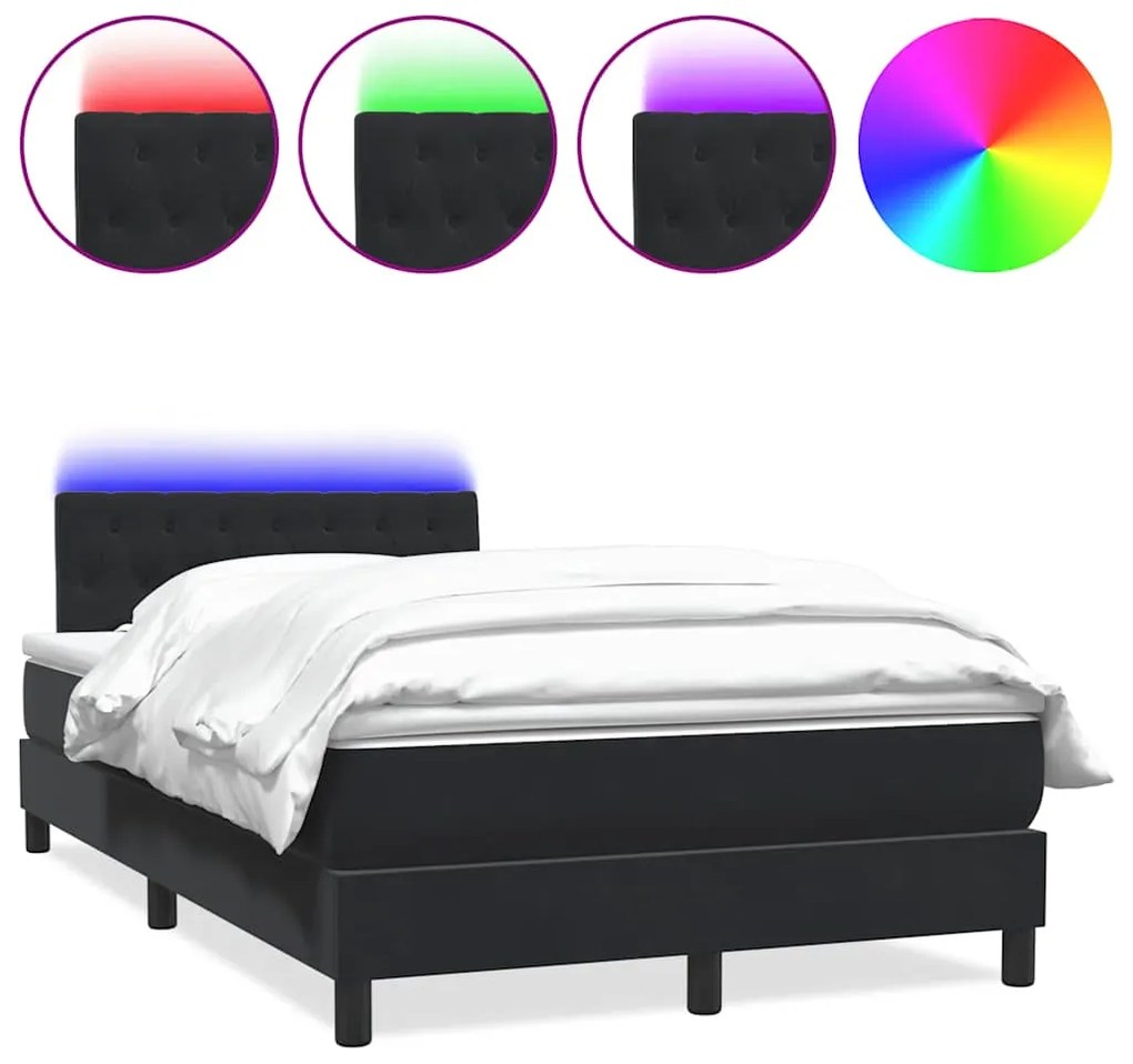 3317165 vidaXL Боксспринг легло с матрак и LED, черно, 120x210 см, кадифе