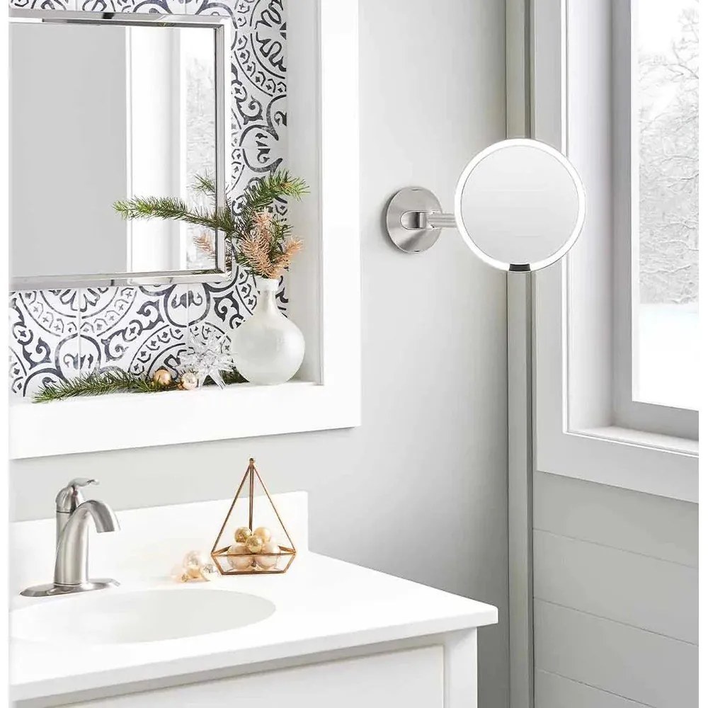 Стенно/козметично огледало със светлина/увеличително (5x) ø 20 cm Sensor – simplehuman