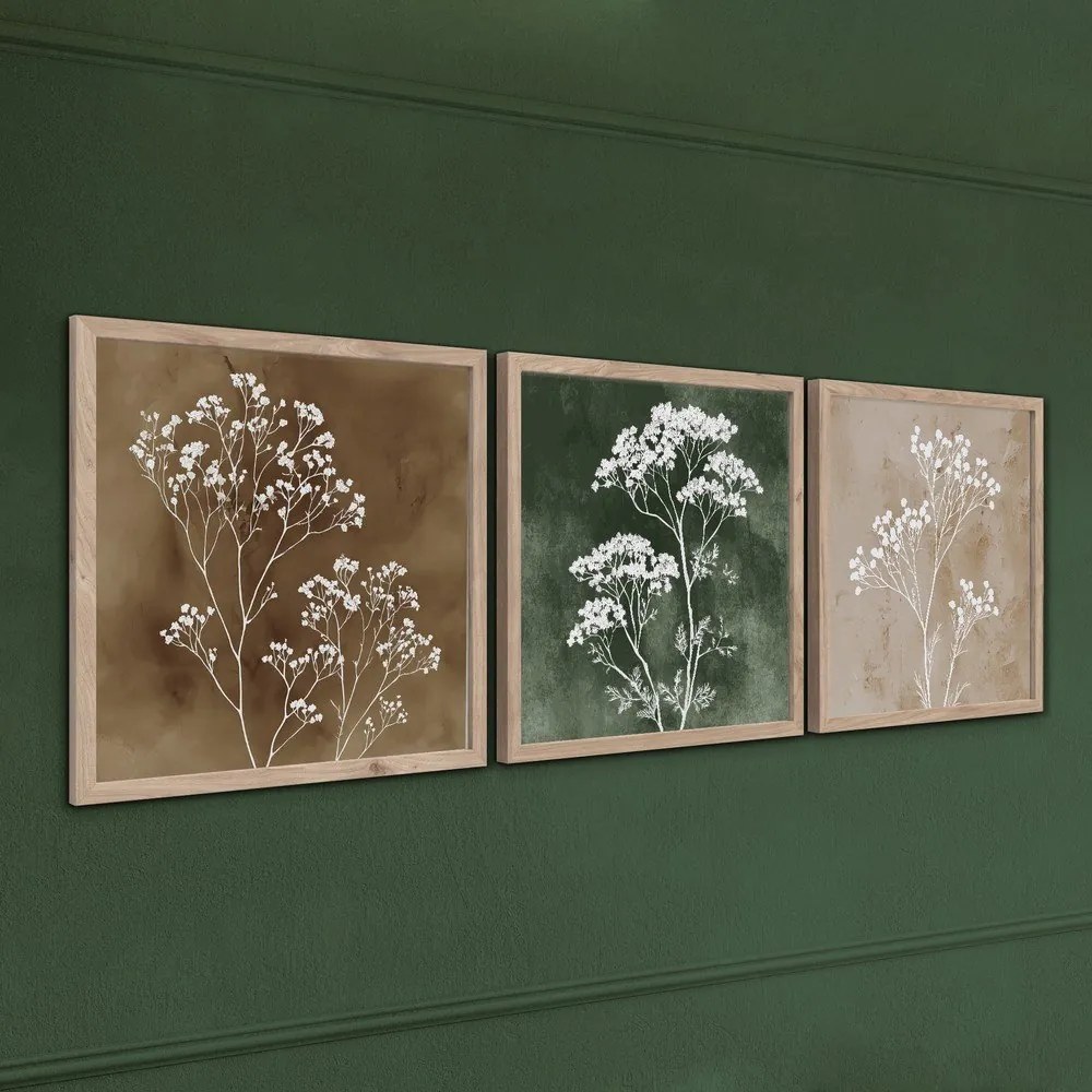 Картини в комплект 3 бр. 30x30 cm Floral Imprint – Styler