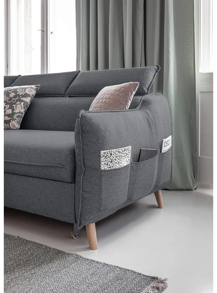 Тъмно сив ъглов разтегателен диван ляв ъгъл, Sweet Harmony - Miuform