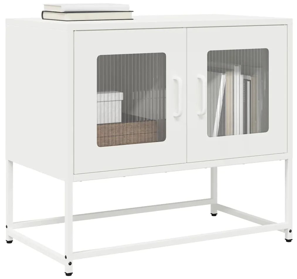 853337 vidaXL ТВ шкаф бял 68x39x60,5 cm Студено валцувана стомана