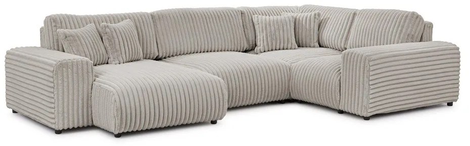 Светлосив ъглов диван от рипсено кадифе (десен ъгъл/U форма) Justin – Ropez