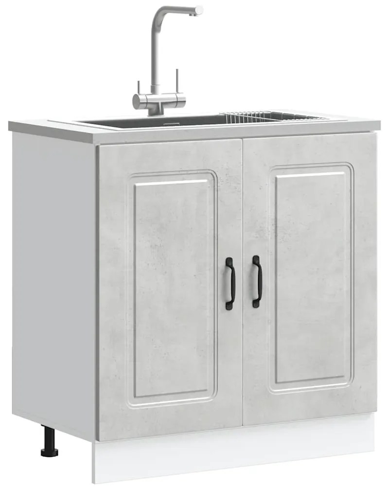 853451 vidaXL Шкаф за мивка, Kalmar, бетонно сив 80x46x81,5см инженерно дърво