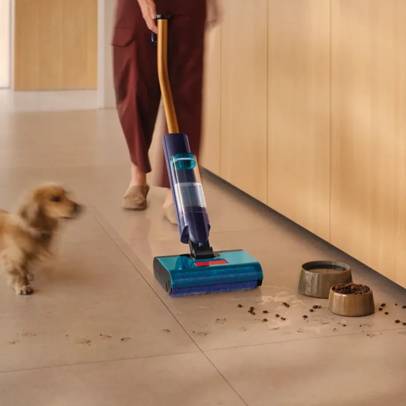 Уред за мокро и сухо почистване Dyson Clean+Wash Hygiene 432030-01, 530/760 мл, 45 мин, 350 м2, 4 режима, Самозадвижване, Сушене на ролката, Пруско синьо/меден