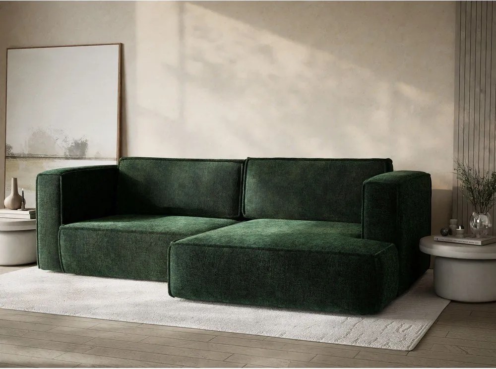 Тъмнозелен шенилов сгъваем/с място за съхранение ъглов диван (десен ъгъл) Velto – Maison de Rêve