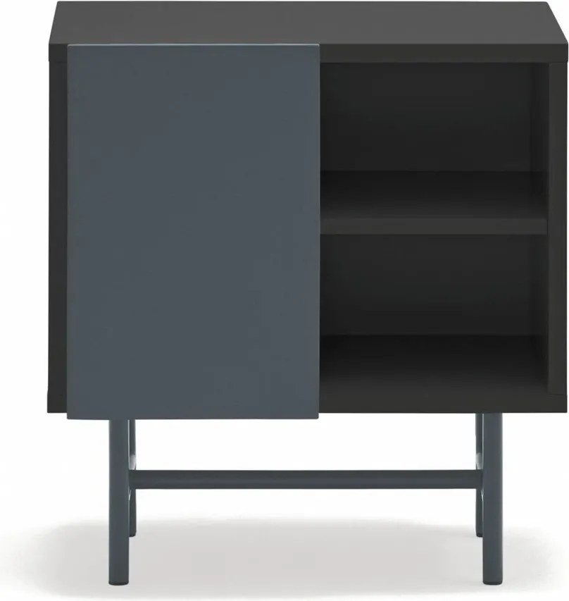 Черно/антрацитно матово нощно шкафче с рафтове Nube – Teulat