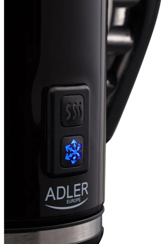 Уред за разпенване на мляко Adler AD 4478, 500W, 240 мл, Незалепващо покритие, STRIX защита, Черна стомана