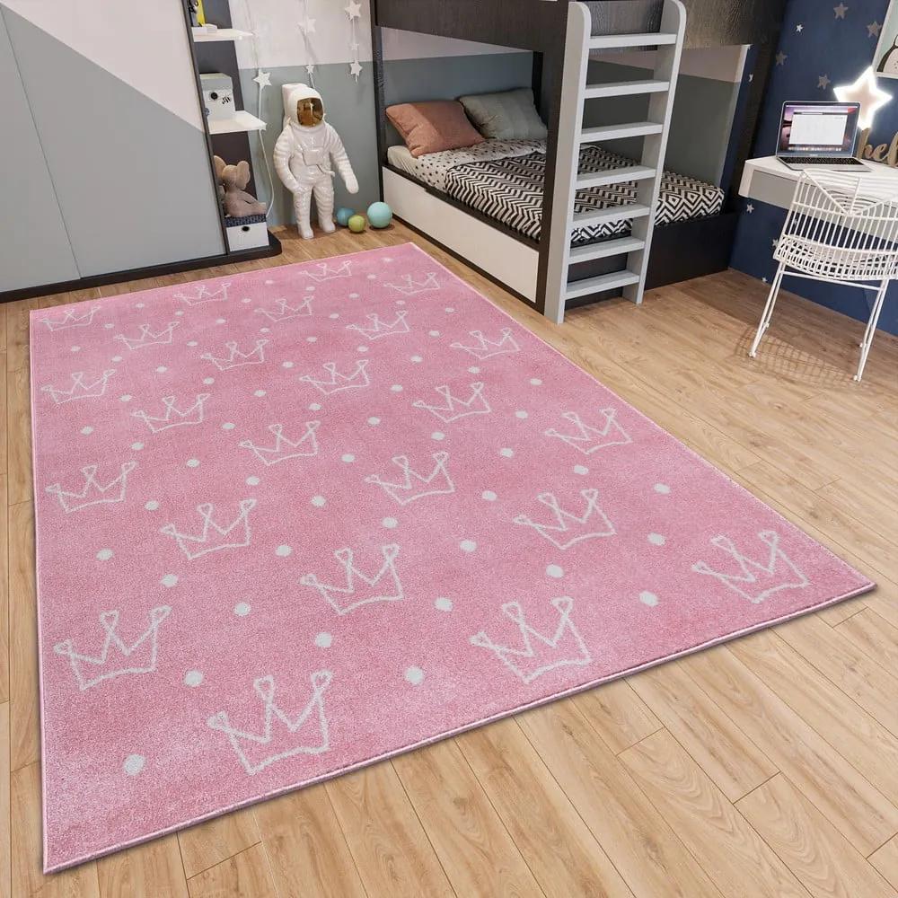 Розов детски килим 160x235 cm Crowns - Hanse Home