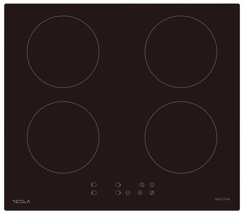 Стъклокерамичен плот за вграждане Tesla HI6401MB, 7200W, 4 зони, 9 степени, Таймер, Индикатор за остатъчна топлина, Защита от деца, Черен