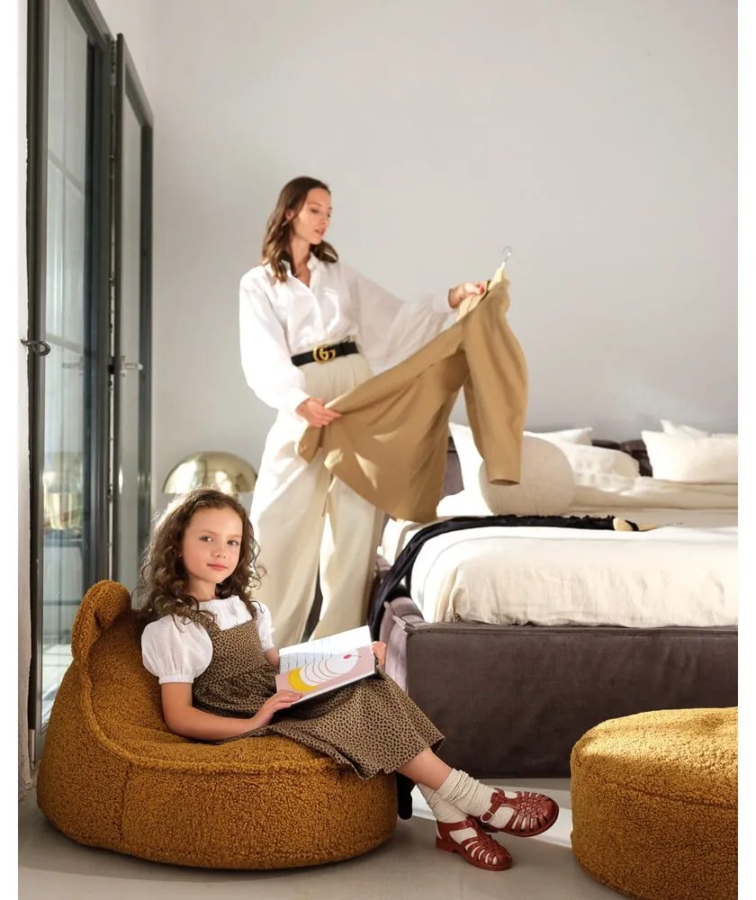 Кафяв детски пуф от букле Bear – Wigiwama