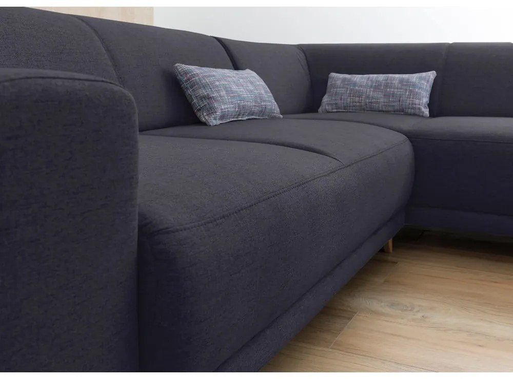 Антрацитен разтегателен/с място за съхранение ъглов диван (десен ъгъл/L форма) Classy Sophie – Miuform