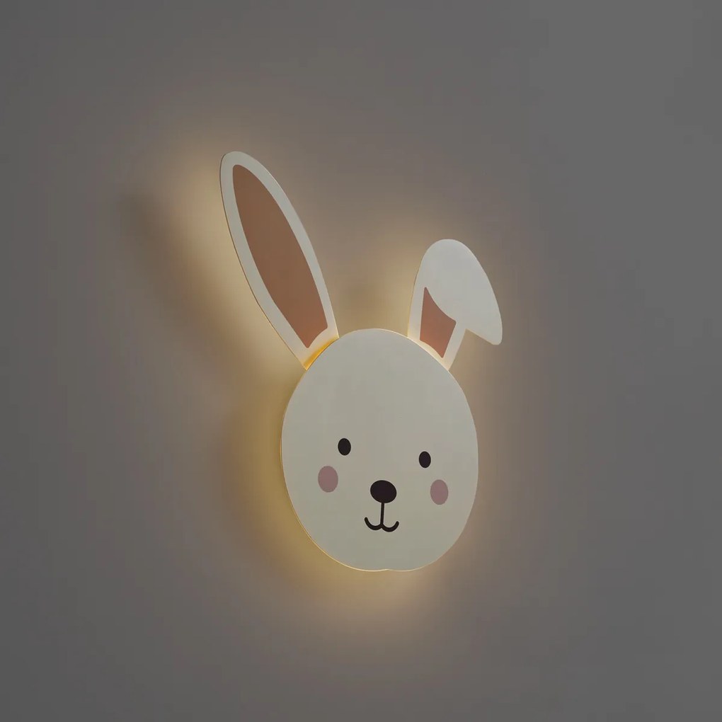 Детска стенна лампа жълта с LED 3-степенно димиране - Benny the Bunny