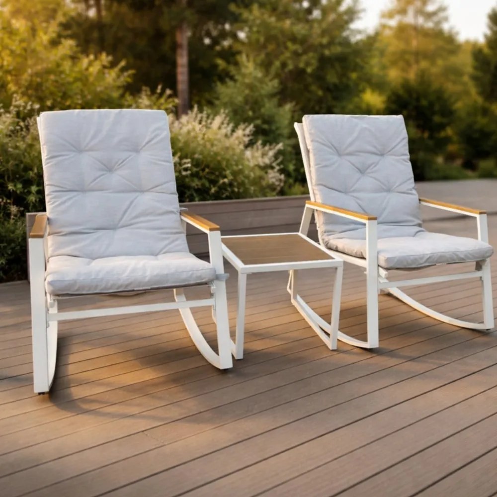 Градински мебели - комплект от 2 люлеещи се стола и маса