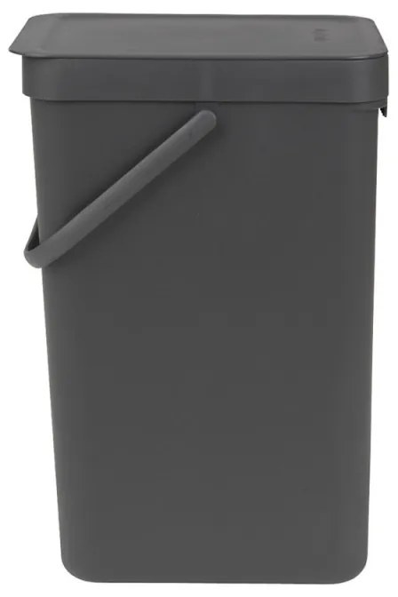 Кош за разделно събиране на боклук Brabantia Sort&Go 648978, 16 л, Дръжка, Възможност за стенен монтаж, Тъмносив