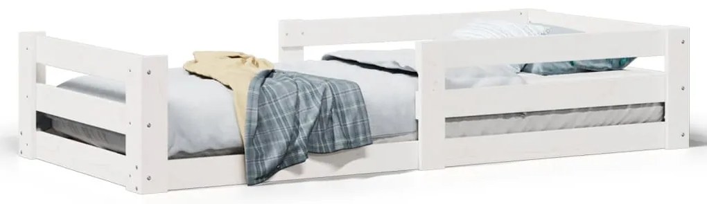 855682 vidaXL Рамка за легло без матрак, бял, 90x200 см, бор масив