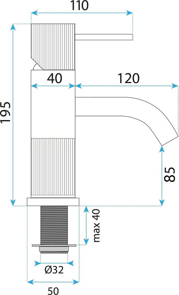 Смесител за баня Rea Lungo Stripe Brush Gold Low