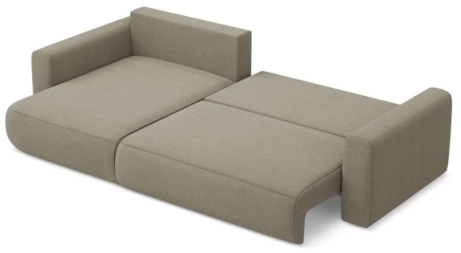 Светлокафяв разтегателен ъглов диван с място за съхранение (ляв ъгъл) Kapua – Makamii