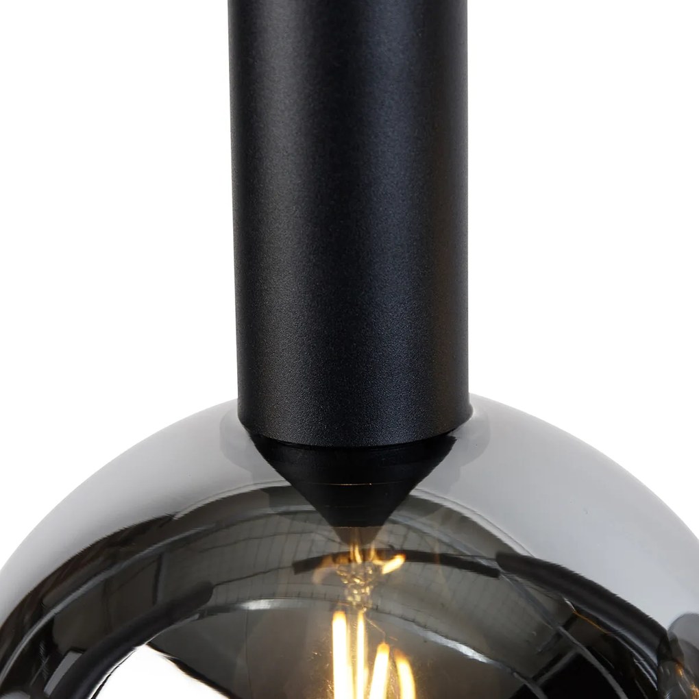 Модерен висящ лампион черен с опушено стъкло 5 светлини - Clayton