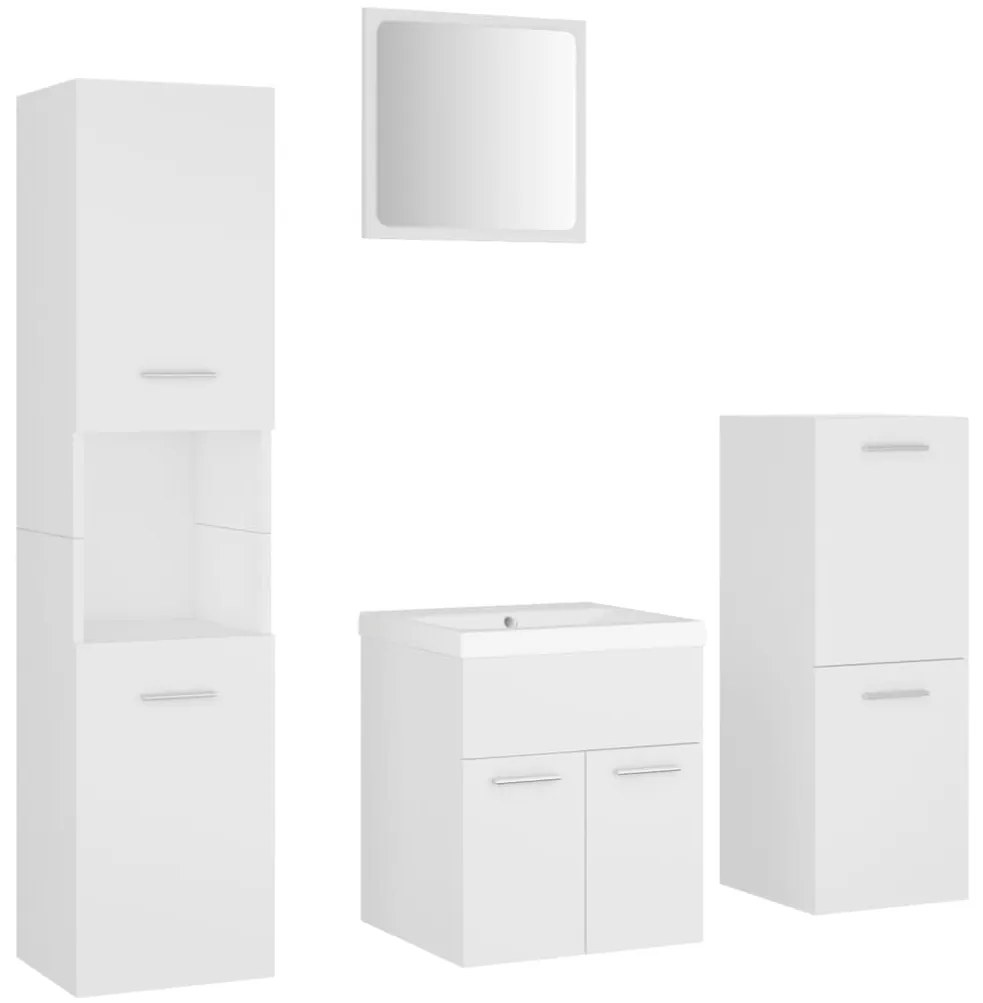 3071081 vidaXL Комплект мебели за баня, бял, ПДЧ