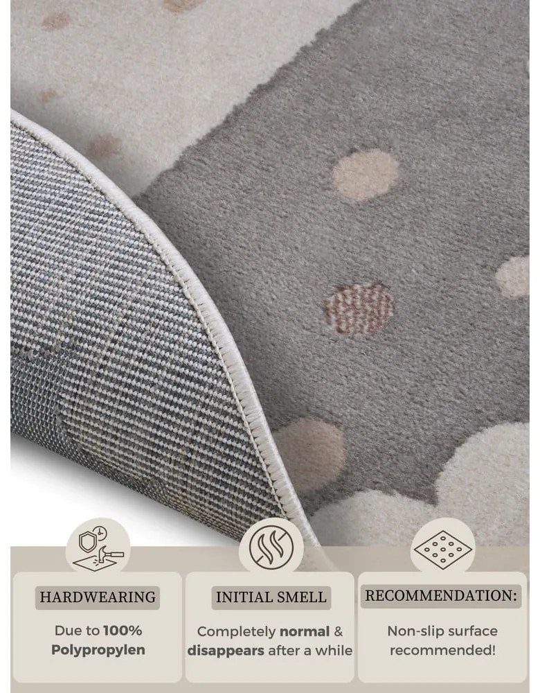 Сив детски килим ø 140 cm Crown - Hanse Home