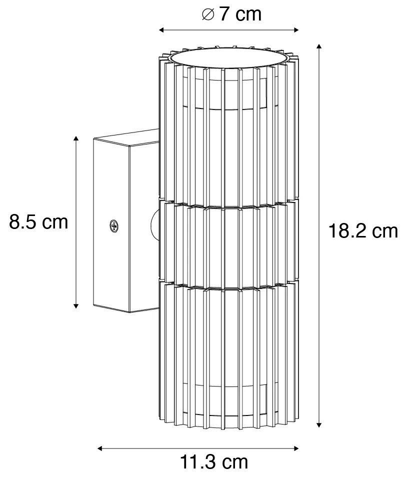 Дизайнерска външна стенна лампа черна 2-светлина IP44 - Boris