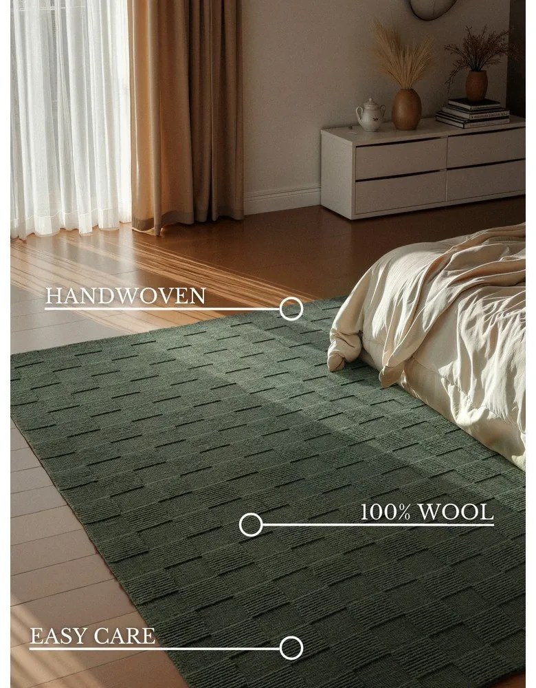 Тъмнозелен ръчно изработен вълнен килим 160x230 cm Scala – Villeroy&amp;Boch