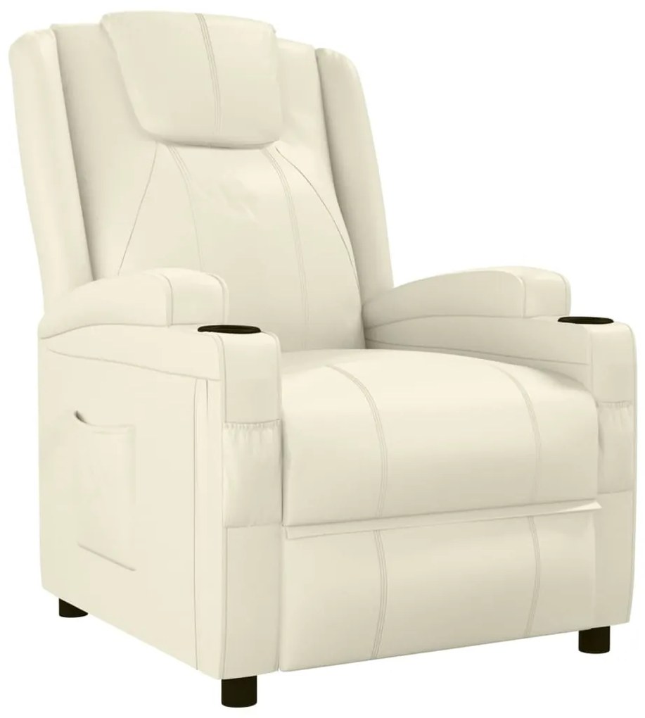 348414 vidaXL Реклайнер стол, кремавобял, изкуствена кожа