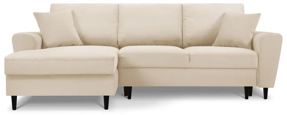 Бежов велурен разтегателен диван , ляв ъгъл Moghan - Micadoni Home