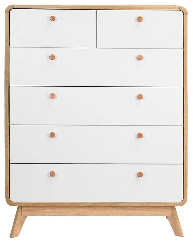 Бяло-естествен висок скрин от декор от дъб 81x104 cm Caitlin – Støraa