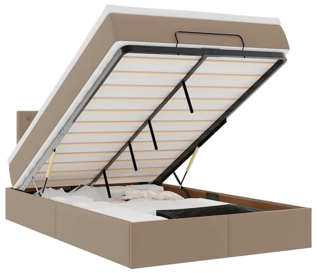 3311302 vidaXL Османска легло с матрак, капучино, 120x200 см, изкуствена кожа