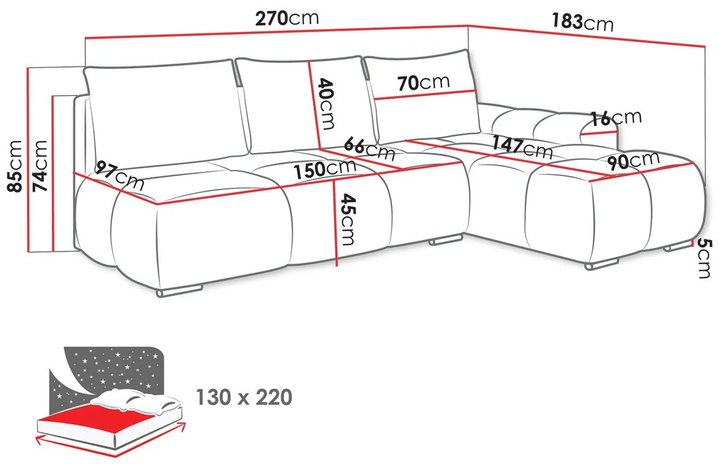 Ъглов диван Bestii-Капучино-Десен