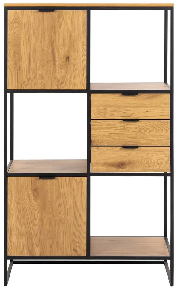 Черна етажерка за книги в дъб 85x141 cm Swindon - Actona