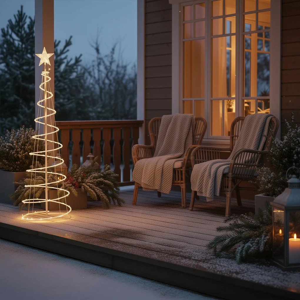 Коледна елха бяла с LED IP44 - Puno