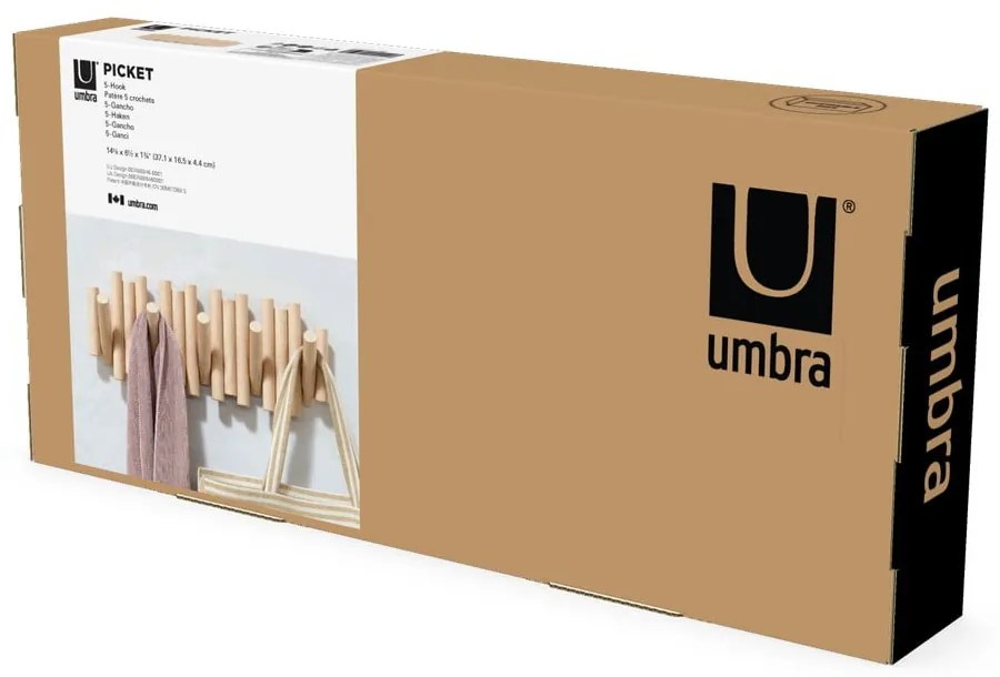 Закачалка за стена от борова дървесина в естествен цвят Picket - Umbra