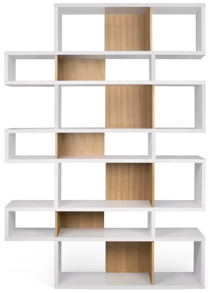 Бял шкаф за книги в дъб 156x220 cm London - TemaHome