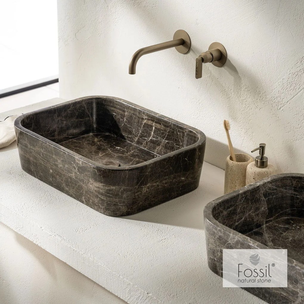 Мраморен умивалник Gaia Fossil-Черен-Дължина: 50 cm