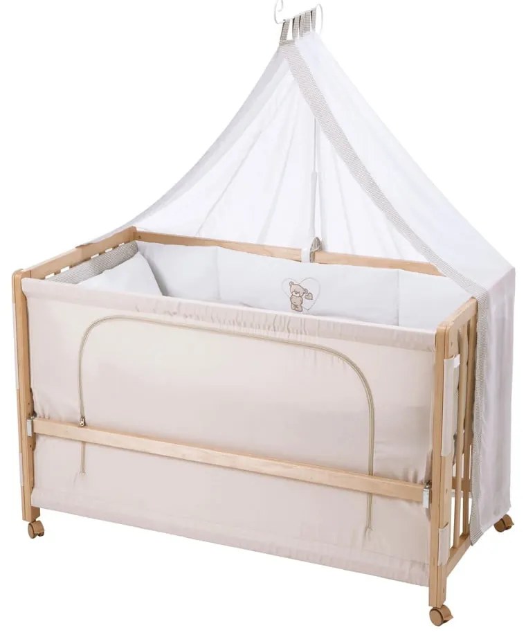 Детско легло на колела с балдахин в естествен цвят 60x120 cm Liebhabär - Roba