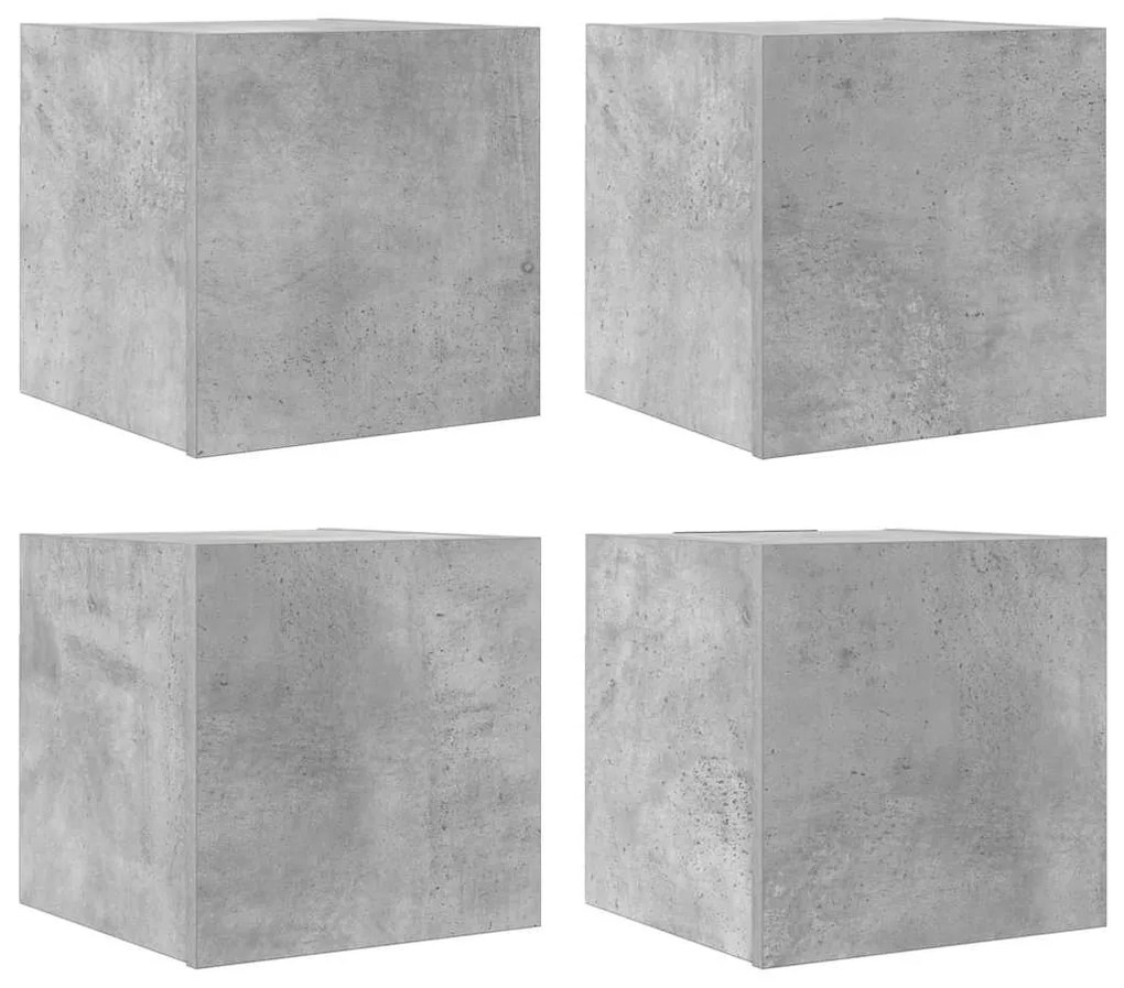 804495 vidaXL ТВ шкафове за стенен монтаж, 4 бр, бетонно сиви, 30,5x30x30 см