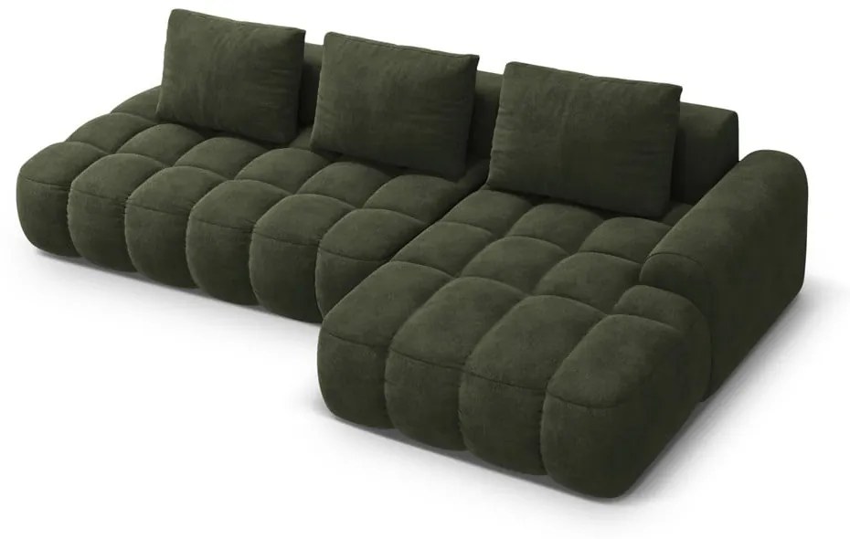 Зелен кадифен сгъваем/с място за съхранение ъглов диван (десен ъгъл) Linz – Cosmopolitan Design