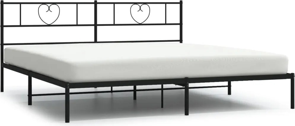 355470 vidaXL Метална рамка за легло с горна табла, черна, 200x200 см