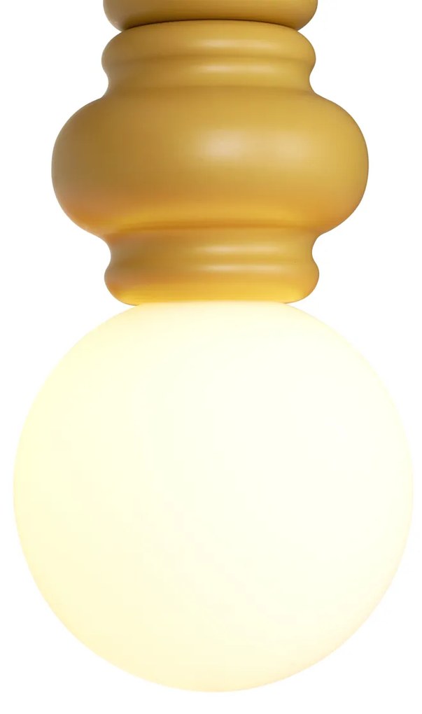 Ретро висящ лампа горчично жълта с матирано стъкло - Феде