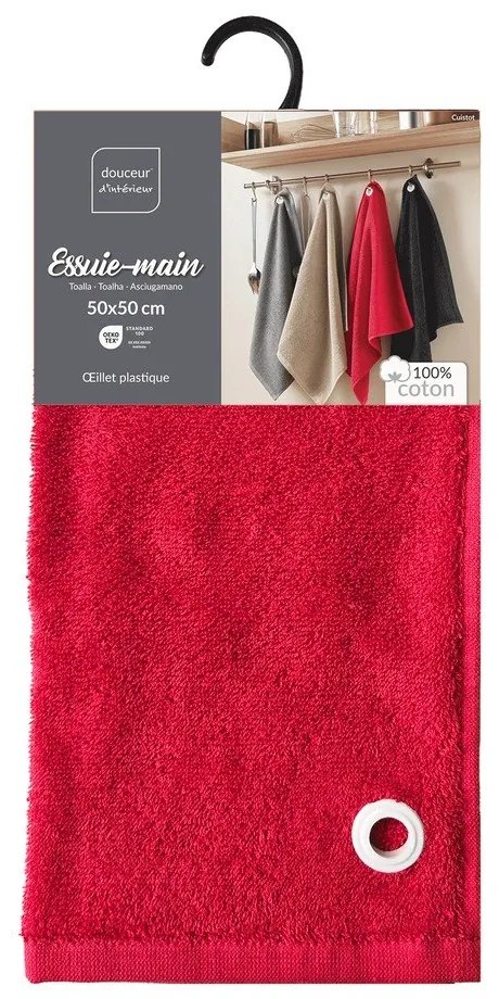 Червена памучна кърпа от тери 50x50 cm Cuistot – douceur d'intérieur
